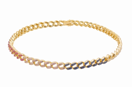 Łańcuszek z kolorowymi tęczowymi cyrkoniami typu choker