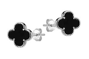 Kolczyki Clover Black Silver