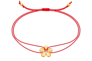 Bransoletka na czerwonym sznurku Tulip Mini Gold  