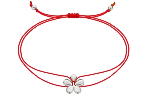 Bransoletka na czerwonym sznurku Tulip Mini Silver 