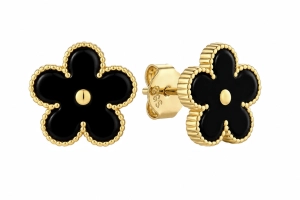 Kolczyki Kwiatuszki Wildflower Coal Gold