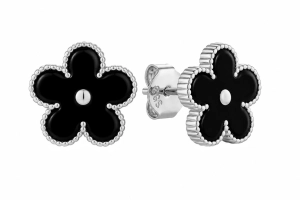 Kolczyki Kwiatuszki Wildflower Coal Silver