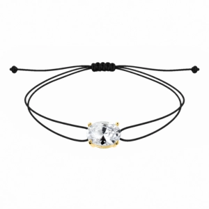 Bransoletka na czarnym sznurku z owalną cyrkonią Chic Gold (wysyłka po 6/10/2026)