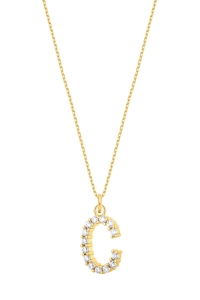 Naszyjnik C Sparkle Letter Gold 