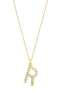 Naszyjnik R Sparkle Letter Gold 