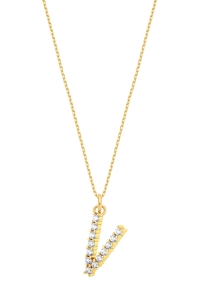 Naszyjnik V Sparkle Letter Gold 