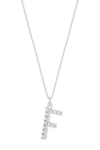 Naszyjnik F Sparkle Letter Silver