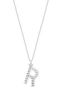Naszyjnik R Sparkle Letter Silver  