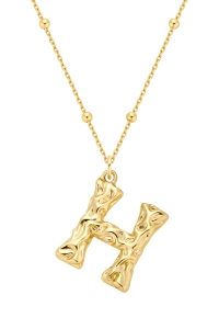 H Waves Letter Gold Necklace